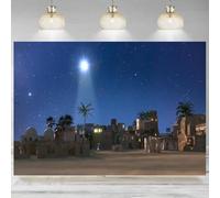 Nativity Backdrop Christmas Star Night Christ Banner Town Village Background Photographic Religious Church Decoration 300x200cm