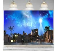 Nativity Backdrop Christmas Star Night Manger of Christ Background Religious Church Party Decoration Photographic Banner 210X150cm