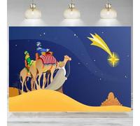 Nativity Backdrop Christmas Star Three Kings Desert Birth of Bethlehem Photographic Background Church Epiphany Banner 240X180cm
