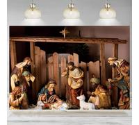 Nativity Backdrop Rustic Wooden Christmas Manger Photography Holy Night Nativity Background Banner Newborn Baby Shower Bible 350x230cm