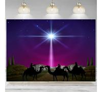 Nativity Backdrop Star Bethlehem Christmas Birth Background Religious Church Photographic Nativity Decoration Banner 350x230cm