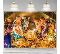 Nativity Backdrop Virgin Mary Joseph Statues Christmas Manger Photographic Background Xmas New Year Banner Church 210X150cm