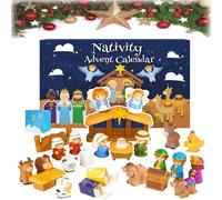 Nativity Calendar Advent, 2025 Nativity Advent Toys 25 Days, Jesus Scene Christmas Calendar Toys, for Kids Bedroom Living Room Classroom Office Church Shelf Desk Entryway Window