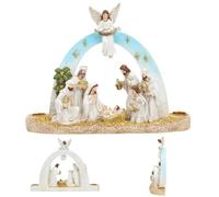 Nativity Candle Holder Resin Manger Star Sky Christmas Decor 27.5x7x21.5cm | Sturdy Construction, Wipe Clean, Fireplace Mantel, Dining Table, Church, Holiday Gift, Stocking Filler, Advent