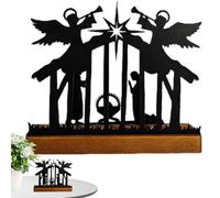 Nativity Candle Holder - Sacred Religious Home Decoration with Wooden Base - Christmas Candle Holder, for Patio, Garden, Party, Festival, Autumn, Night, Kitchen, Offices, Gate