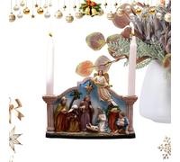 Nativity Candlesticks - Christmas Candlestick Statue Centerpiece,Resin Nativity Statue Ornament Catholic Christian Candle Holder Decor for Fireplace Table Indoor Mantle Holiday