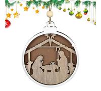 Nativity Christmas Decoration - Jesus Birth Scene Ornament, Exquisite Religious Display | Nativity Finely Carved For, Hanging Door Handle, Holiday Accent