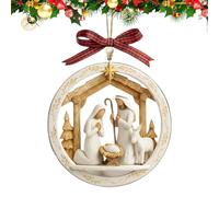 Nativity Christmas Ornament | 2D Acrylic Religious Hangable Decoration | Nativity Christmas Ornaments | for Indoor Home Holiday Mantle Fireplace Room Birthday Wedding Party