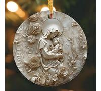 Nativity Christmas Ornament, Christmas Nativity Scene for Christmas Tree, 3D Effect Birth Blessing Acrylic Pendant, for Family, Friends, Colleagues (F)