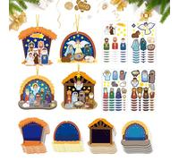 Nativity Christmas Ornament Craft Set | Festive Pendant Kit with Stickers | Hangable Card Decoration for Kids, Teens, Home, Tree, Wall, Window, Door, Classroom, Holiday, Birthday Event
