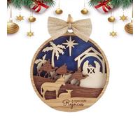 Nativity Christmas Ornament - Sturdy Material Layered Christmas Ornament | Charming Design Wooden Jesus Nativity Ornament | Nativity Ornament for Decorating Trees, Doors, and Window