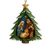 Nativity Christmas Tree Ornament - Holy Family Scene Christian Pendant | Religious Christmas Tree Decor Hanging Ornament | For Believers Home Wall Mantle Wreaths Garden Yard Outdoor Car Parties