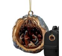 Nativity Christmas Tree Ornaments - 2d Acrylic Purse Charm, Festive Hangable Pendants Function, Holiday Décor for Home Decorators, Front Door, Seasonal Centerpiece, Wreath, Staircase
