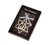 Nativity Christmas Tree Star, Silver Metal Christmas Tree Haning Decoration Ornament