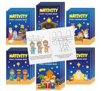 Nativity Coloring Books for Kids - 24Pcs Bulk Christian Nativity Mini Coloring Booklet DIY Art Drawing Book for Bible Savior Religious Activity Supplies School Classroom Xmas Party Goodie Bag Stuffer