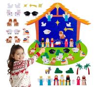 Nativity Felt Story Set, 30 Pcs Christmas Nativity Scene Felt Board | Christmas Wall Decorations Indoor, Toddler Xmas Gifts, Nativity Craft , Animals Felt Story Board for Kids