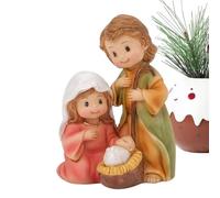 Nativity Figures - 14 cm Large Resin Statue, Christmas Sculpture, Mini Holy Family, Elegant Table Christmas Scene, Detailed Resin Representation, Long Festive Nativity Scene Decoration, Handmade