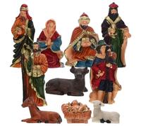 Nativity Figures Christmas Season Resin Faith Themed Decor for Mantel | Charming Lifelike Retro Style, Bright Color and Smooth Surface, Reusable Tabletop Piece for Prayer Corner