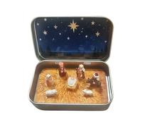 Nativity Figures - Handmade Bags Nativity Gift Tin, Miniature Christmas Birth Set In A Tin | Carry The Christmas Story With Resin Figures Of The Holy Family Of Sheep,
