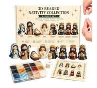 Nativity Figurine Beading Set | 3D Bead Craft DIY Decor Figurines | Beading Christmas Figures Kit - for Holidays Men Adults Mom Dad Wife Husband Family Friends