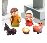 Nativity Figurines Set,Family Table Small Christmas Ornaments Set Of 5 | Nativity Miniatures Statue For Mantle Shelf Centerpieces Decorations Religious Holiday Supplies