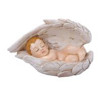 Nativity Figurines, Sleeping Baby Sculpture, Decorative Resin Angel Wings, Desktop Table Ornament, Spiritual Home Decoration for Bedside, Nightstand, Window Sill, Living Room, 4.72x2.76x2.91 inches