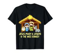 Nativity Jesus Mary Joseph & The Wee Donkey Funny Christmas T-Shirt