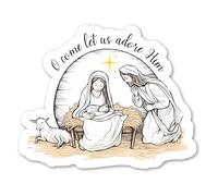 Nativity Magnets, Religious Christmas Story Religious Holiday Decor, Bible Gift for Christian, Catholic, Priest, Pastor, Minister, 4 x 4.1 Inches (Adore)