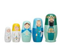 Nativity Nesting Dolls - Wooden Russian Doll Set, Stacking Jesus Figurine Toy, Holiday Decoration, Home Room Display, Creative Nested Design | For Christmas Easter Birthday Celebration Festive Decors