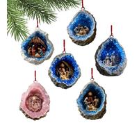 Nativity Ornaments - 6 Pieces Acrylic Christmas Tree Pendants | Religious Christian Nativity Scene for Home Decor | Hanging Ornaments for Living Room Shelf, Mantel Window Porch Balcony Garden | Holida