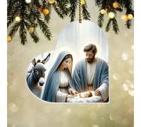 Nativity Ornaments for Christmas Tree, Acrylic Religious Christmas Ornaments, 2D Flat The Birth of Jesus Pendant, Religious Catholic Christian Gifts Church Party Favors (1, B)