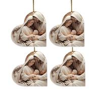 Nativity Ornaments for Christmas Tree, Acrylic Religious Christmas Ornaments, 2D Flat The Birth of Jesus Pendant, Religious Catholic Christian Gifts Church Party Favors (4, C)