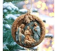 Nativity Ornaments for Christmas Tree, Nativity Scene Christmas Tree Ornaments, Acrylic Christmas Jesus Ornament, Christmas Tree Pendant,Christmas Tree Decorations Baubles,Jesus Hanging Ornaments (Q)