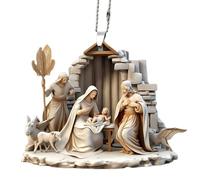 Nativity Ornaments for Christmas Tree - the Birth of Jesus Decor - Nativity Scene Christmas Tree Decoration, Acrylic Nativity Scene Pendant, Festive Sturdy Memorial Ornament for Home
