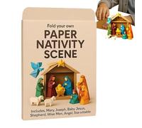 Nativity Paper Craft Kit - Easy Fold Christmas Decoration,Nativity Set Jesus Angel Animal Holiday Paper Decoration & Gift For Kids Adults Family Party Holiday Home Office School Desktop