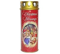 Nativity Pillar Candle and Windproof Cap and Prayer with 68 hour Burn time - Christmas Blessings