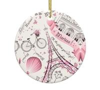 Nativity Romantic Paris Butterfly Christmas Ornaments Tree Ceramic Round Xmas Tree Hanging Gifts Decora Christian