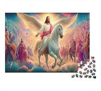 Nativity Scene 1000 Piece Adult Jigsaws | Impossible Hard Challenging Puzzle Jesus on White Horse in Clouds Educational Decompression Game 52x38cm/1000pcs