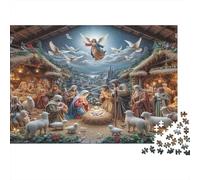 Nativity Scene 1000 Pieces Jigsaw Puzzle for Adults & Children, Thick Cardboard, Non-Reflective Surface, Nativity Village, Educational Brain Teaser, Ideal Wall Art for Home 38x26cm/1000pcs