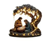 Nativity Scene, 2D Acrylic Newborn Flat Christmas Scene Desktop Decorations Office Table Home Decor Christian Gifts (03)