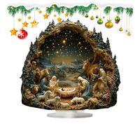 Nativity Scene | 2D Nativity Scene Christmas Ornaments with Base | Religious Decor Festive Sign for Desk Shelf Windowsill Mantel Table Home Women Men