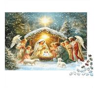 Nativity Scene Adult Jigsaw Games: Nativity Scene with Angels Challenging & Brainteasing for Decompression 70x50cm/1000pcs