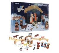 Nativity Scene Advent Calendar 24 Resin Miniatures, Holy Family, Magi, Shepherd, Angel, Sheep, Stable, Animals, Fences, Ideal for Kids, and Teens Set for Kids