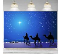Nativity Scene Backdrop Photography Three Kings Christmas Holy Family Desert Starry Background Xmas Church Banner 210X150cm