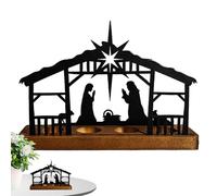 Nativity Scene Candle Holder,Holy Religious Manger Home Decor with Wood Base,Christmas Candle Holder | for Window Kitchen Offices Porch Patio Yard Gate Courtyard Party Festival Autumn Night