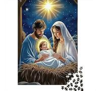 Nativity Scene Christ 1000Pc Jigsaw Puzzle for Adults: Holy Family Under Bright Star Impossible Hard Difficult & Educational Decompression 52x38cm/1000pcs