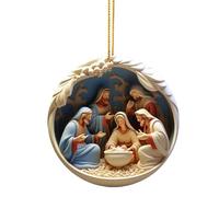 Nativity Scene Christmas Decoration Acrylic Pendant Indoor and Outdoor Holiday Party Supplies Retro Tree Ornament