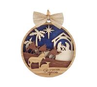 Nativity Scene Christmas Decoration - Wooden Jesus | Classic Nativity Scene Tree Decoration, Religious Christmas Hanging Ornament, Faith Inspired Christian For Tree, Living Room Indoor, Porch