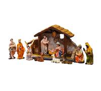 Nativity Scene Christmas Handling Set, Holiday Decor Figurines | Wooden Jesis Figures Accessory, Mary Joseph Animal Shepherds for Home Display