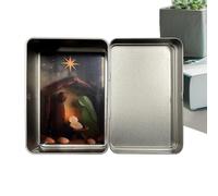 Nativity Scene - Coastal Holy Craft Piece, Tin Box Set, Rustic Sacred Figurine Group, Devotional Winter Chapel Layout | Festive Interior Styling Family Gathering, Party Shelf Mantel Decoration Themes